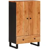 vidaXL Highboard mit Schublade 60x33x100 cm Massivholz Akazie & Eisen