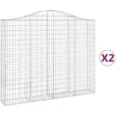 vidaXL Gabionen mit Hochbogen 2 Stk. 200x30x160/180cm Verzinktes Eisen