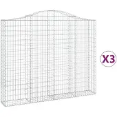 vidaXL Gabionen mit Hochbogen 3 Stk. 200x30x160/180cm Verzinktes Eisen