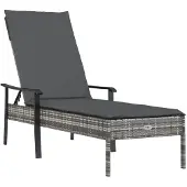 vidaXL Sonnenliege mit Auflage Grau Poly Rattan