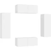vidaXL 4-tlg. TV-Schrank-Set Weiß Holzwerkstoff