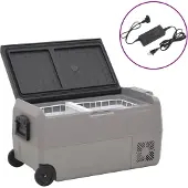 vidaXL Kühlbox mit Rollen und Griff Schwarz & Grau 50 L PP & PE