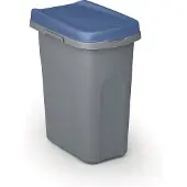 Stefanplast Abfallbehälter 15 Liter, Abfalleimer aus Kunststoff, grau/blau