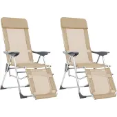 vidaXL Klappbare Liegestühle mit Fußteil 2 Stk. Creme Textilene