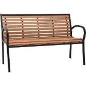 vidaXL Gartenbank Schwarz und Braun 116 cm Stahl und WPC