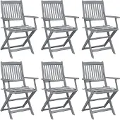 vidaXL Klappbare Gartenstühle 6 Stk. mit Kissen Massivholz Akazie