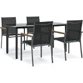 vidaXL 5-tlg. Garten-Essgruppe Schwarz Textilene und Stahl