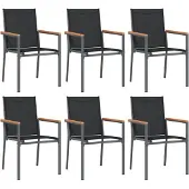 vidaXL Gartenstühle 6 Stk. Schwarz 55x61,5x90 cm Textilene und Stahl