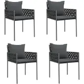 vidaXL Gartenstühle mit Kissen 4 Stk. Schwarz 54x61x83 cm Poly Rattan