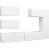 vidaXL 6-tlg. TV-Schrank-Set Weiß Holzwerkstoff