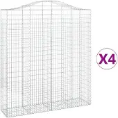 vidaXL Gabionen mit Hochbogen 4 Stk. 200x50x220/240cm Verzinktes Eisen