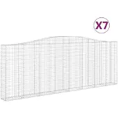 vidaXL Gabionen mit Hochbogen 7 Stk. 400x30x140/160cm Verzinktes Eisen