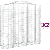 vidaXL Gabionen mit Hochbogen 2 Stk. 200x50x200/220cm Verzinktes Eisen
