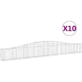vidaXL Gabionen mit Hochbogen 10 Stk. 400x30x40/60 cm Verzinktes Eisen
