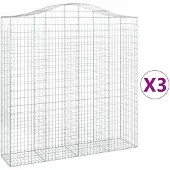vidaXL Gabionen mit Hochbogen 3 Stk. 200x50x200/220cm Verzinktes Eisen