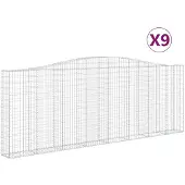 vidaXL Gabionen mit Hochbogen 9 Stk. 400x30x140/160cm Verzinktes Eisen