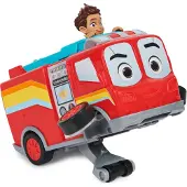 Firebuds Disney Junior Firebuds, Bo und Flash Spielzeug-Feuerwehrauto mit Rückzugmotor und Wheelie-Action, Kinderspielzeug für Jungen und Mädchen, Feuerwehrauto, 3 Jahr(e), Kunststoff, Grau, Rot, Weiß