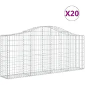 vidaXL Gabionen mit Hochbogen 20 Stk. 200x30x80/100cm Verzinktes Eisen