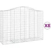 vidaXL Gabionen mit Hochbogen 8 Stk. 200x50x140/160cm Verzinktes Eisen