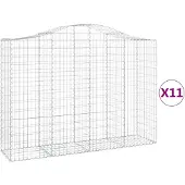 vidaXL Gabionen mit Hochbogen 11Stk. 200x50x140/160cm Verzinktes Eisen