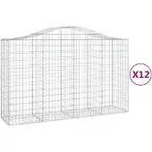 vidaXL Gabionen mit Hochbogen 12Stk. 200x50x120/140cm Verzinktes Eisen
