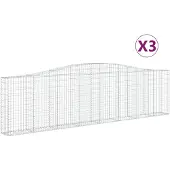 vidaXL Gabionen mit Hochbogen 3 Stk. 400x30x100/120cm Verzinktes Eisen