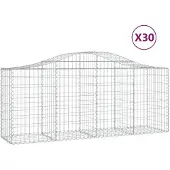 vidaXL Gabionen mit Hochbogen 30 Stk. 200x50x80/100cm Verzinktes Eisen