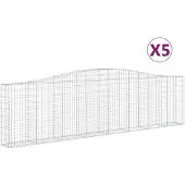vidaXL Gabionen mit Hochbogen 5 Stk. 400x30x100/120cm Verzinktes Eisen