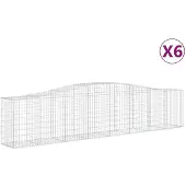 vidaXL Gabionen mit Hochbogen 6 Stk. 400x50x80/100cm Verzinktes Eisen