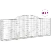 vidaXL Gabionen mit Hochbogen 17 Stk 300x30x100/120cm Verzinktes Eisen