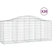 vidaXL Gabionen mit Hochbogen 20 Stk. 200x50x80/100cm Verzinktes Eisen