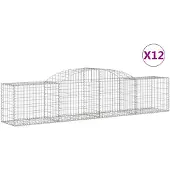 vidaXL Gabionen mit Hochbogen 12 Stk. 300x50x60/80 cm Verzinktes Eisen