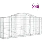 vidaXL Gabionen mit Hochbogen 40 Stk. 200x30x80/100cm Verzinktes Eisen
