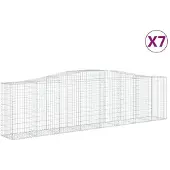 vidaXL Gabionen mit Hochbogen 7 Stk. 400x50x100/120cm Verzinktes Eisen