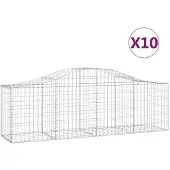 vidaXL Gabionen mit Hochbogen 10 Stk. 200x50x60/80 cm Verzinktes Eisen