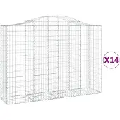 vidaXL Gabionen mit Hochbogen 14Stk. 200x50x140/160cm Verzinktes Eisen