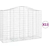 vidaXL Gabionen mit Hochbogen 13Stk. 200x50x140/160cm Verzinktes Eisen