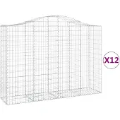 vidaXL Gabionen mit Hochbogen 12Stk. 200x50x140/160cm Verzinktes Eisen