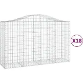 vidaXL Gabionen mit Hochbogen 18Stk. 200x50x120/140cm Verzinktes Eisen