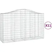 vidaXL Gabionen mit Hochbogen 11Stk. 200x50x120/140cm Verzinktes Eisen