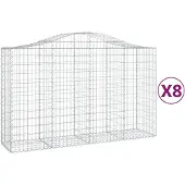 vidaXL Gabionen mit Hochbogen 8 Stk. 200x50x120/140cm Verzinktes Eisen