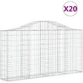 vidaXL Gabionen mit Hochbogen 20Stk. 200x30x100/120cm Verzinktes Eisen