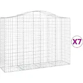 vidaXL Gabionen mit Hochbogen 7 Stk. 200x50x140/160cm Verzinktes Eisen