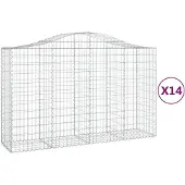 vidaXL Gabionen mit Hochbogen 14Stk. 200x50x120/140cm Verzinktes Eisen