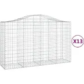 vidaXL Gabionen mit Hochbogen 13Stk. 200x50x120/140cm Verzinktes Eisen