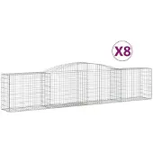 vidaXL Gabionen mit Hochbogen 8 Stk. 400x50x80/100cm Verzinktes Eisen