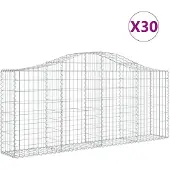 vidaXL Gabionen mit Hochbogen 30 Stk. 200x30x80/100cm Verzinktes Eisen