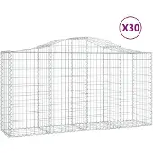 vidaXL Gabionen mit Hochbogen 30 Stk 200x50x100/120cm Verzinktes Eisen