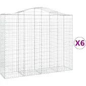 vidaXL Gabionen mit Hochbogen 6 Stk. 200x50x160/180cm Verzinktes Eisen