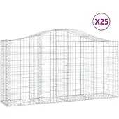 vidaXL Gabionen mit Hochbogen 25 Stk 200x50x100/120cm Verzinktes Eisen